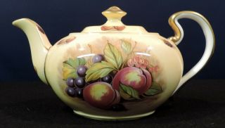 Aynsley Orchard Gold Fruit teapot artist signed England 2