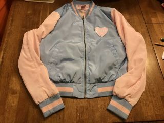 Women’s Melanie Martinez Cry Baby Pink Blue Bomber Jacket Coat Hot Topic Small