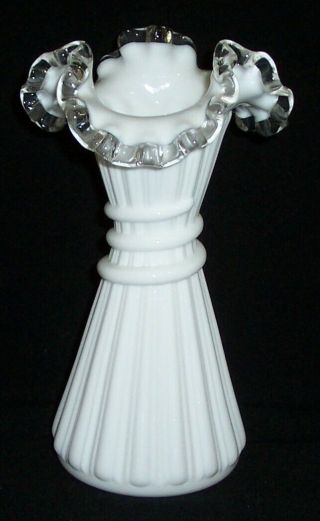 Vintage Fenton Milk Glass Silver Crest 8 
