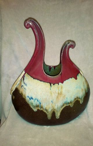 Mangum Studio Pottery Flame Vase (Signed) 15in.  tall 4