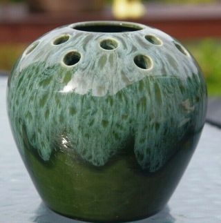 Rare Vtg 1927 - 28 Camark Pottery Olive Green Light Overflow 5.  5 " Flower Bowl