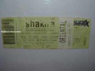 Shakira 2006 Concert Ticket Colombia Metro Stadium Barranquilla Oral Fixation