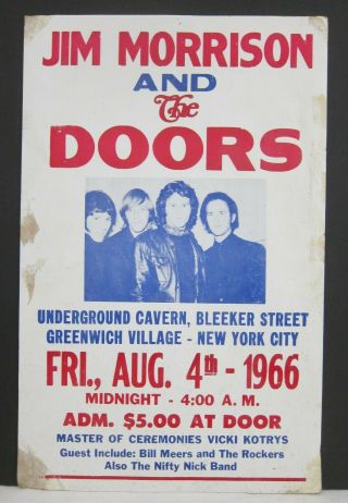 Jim Morrison & The Doors 1966 - 1980s Novelty Concert Poster Vicki Kotrys 14x22