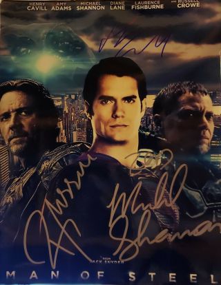 Signed Man Of Steel Superman 11x14 Photo Autographed By Cavill Crowe Shannon
