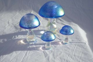 Heron Glass Mushroom - Set Of Four - Blue - Made In The English Lake District