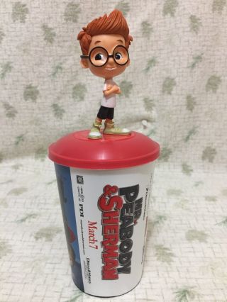 Mr.  Peabody & Sherman Kids Movie Theater Cup W/ Topper Dreamworks