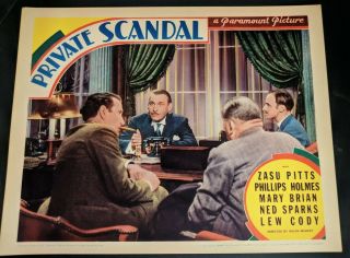 Private Scandal 1934 Paramount Lobby Card Very Fine/near