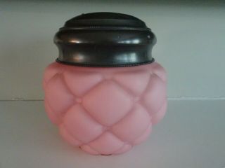 Victorian Consolidated Lamp & Glass Co.  Pink Satin Quilted Biscuit Cookie Jar
