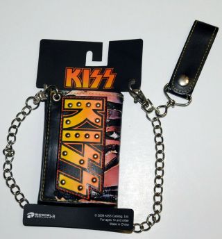 Kiss Band Studded Logo Destroyer Leather Chain Wallet Display Card 2009