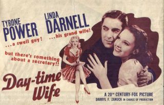 Tyrone Power Linda Darnell Orig Day Time Wife Fox Us Film Herald