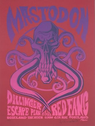 Mastodon Concert Poster Justin Hampton S/n Portland 2011