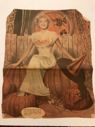 Lana Turner 1940’s Color Halloween Newspaper Clipping