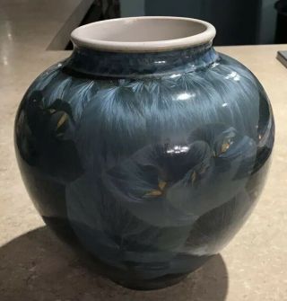 Sid Oakley Nc Pottery Green Glazed Crystalline Vase
