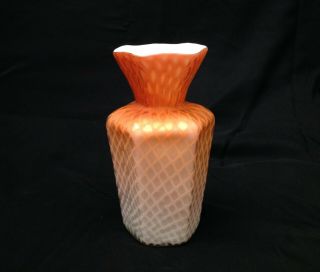 Mt.  Washington Glass Ewer Vase Diamond Pearl Quilted Satin Cased Victorian (2/2)