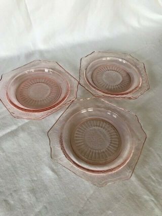 Mayfair Open Rose Pink Depression Glass Saucer With Cup Ring (3)