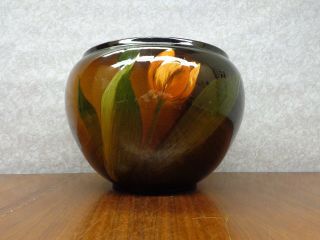 Vintage Weller Art Pottery Louwelsa Jardiniere Bowl Planter 211 5 Tulips