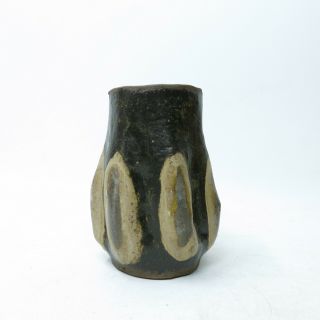 Vtg Mid Century Brutalist Sculpted Freeform Wabi Sabi Studio Pottery Vase Signed