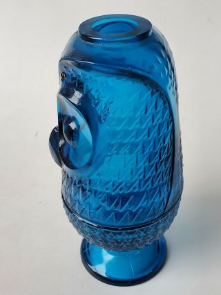 Mid Century Modern BLUE Viking Glass Owl Fairy Lamp 4