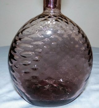 MCM Vtg Italian Empoli Amethyst Purple Quilted Decanter Art Glass Genie Bottle 2