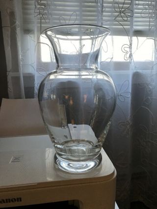 Vintage Signed Tiffany & Co Clear Crystal Vase 10.  75”