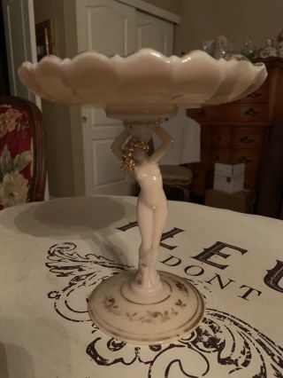 Cainbridge Crown Tuscan Charlatan Rose Nude Shell Compote Hand Painted 4