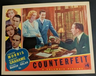 Counterfeit Orig.  1936 Columbia Lobby Card Margot Grahame Chester Morris Vf/nm