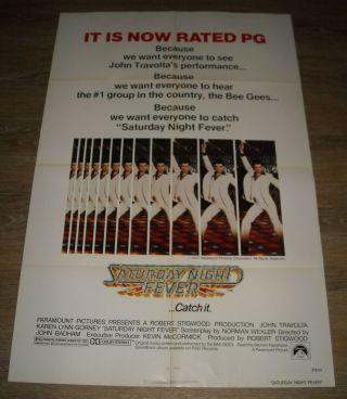 1977 Saturday Night Fever 1 Sheet Movie Poster John Travolta Disco Classic