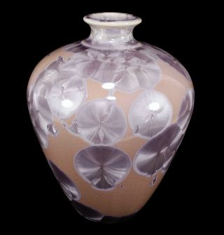 Jon Price California Studio Art Pottery Vase Blue Crystals Crystalline Glaze