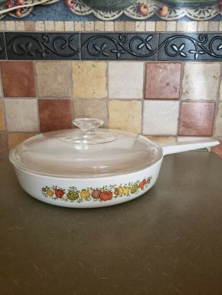 Vintage Corning Ware Rangetopper Spice Of Life 10 " Skillet Pan With Lid N - 10 - B