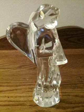 BACCARAT Crystal Nativity Angel With Horn Figurine Christmas / France Glass 3