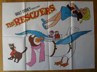 Rescuers Walt Disney Uk British Quad Movie Poster 