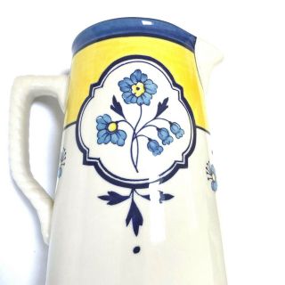 Tiffany & Co Este Ceramiche Pitcher Blue Yellow Floral Made In Italy