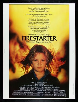 Firestarter ✯ Cinemasterpieces 30x40 Movie Poster 1984