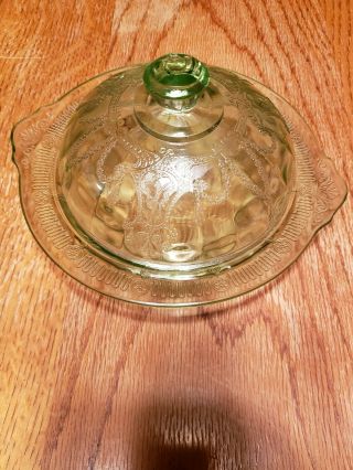 Hard To Find Cameo Ballerina Green Butter Dish Depression Glass 2