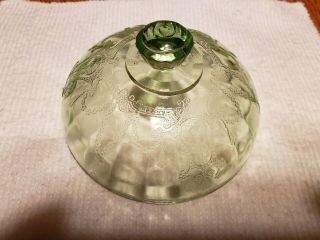 Hard To Find Cameo Ballerina Green Butter Dish Depression Glass 3