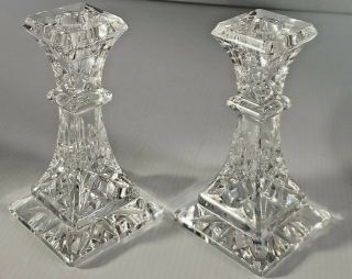 Set Of 2 Waterford Crystal Lismore Ireland Candle Holders Candlesticks 6 " No Box