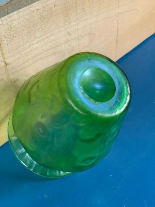 Antique Loetz Art Glass Vase Bag Sack Bohemian Pinch Side Green Iridescent 6