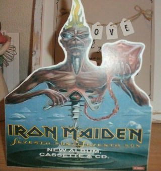 (-) Rare Iron Maiden Seventh Son Of Stand Cd Lp Mc Small Counter Standee Promo