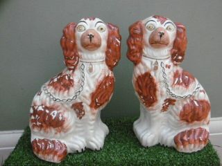 Pr 19thc Staffordshire Red & White Spaniel Dogs No.  2 C.  1860