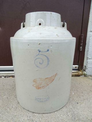 Antique Red Wing Applesauce 5 Gallon Crock Stoneware Large Mouth Vintage Old