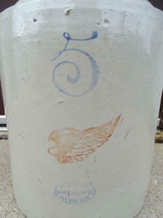 Antique Red Wing Applesauce 5 Gallon Crock Stoneware Large Mouth Vintage Old 2