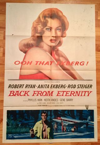 1956 - Back From Eternity - Anita Ekberg Cheesecake Movie Poster 27x41