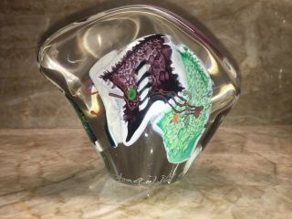 Authentic James R Wilbat 1998 Signed Art Glass Hand Blown Paperweight
