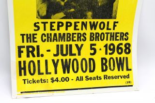 THE DOORS 1968 Yellow Concert Poster Hollywood Bowl Chambers Bros Steppenwolf 5