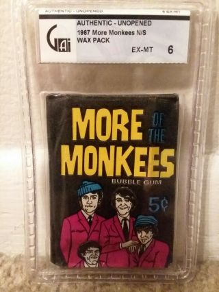 1967 More Of The Monkees Donruss 5 Cent Wax Graded Pack N/s Gai 6 Ex - Mt