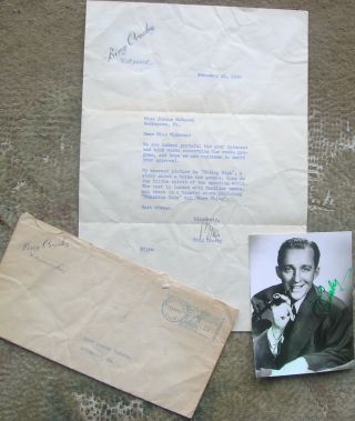 4bing Crosby Vintage Signed Letter Plus Autograph Photo