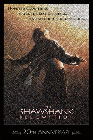 20th Anniv.  " Shawshank Redemption " Mosaic Poster Signed By Creator Scott Mann