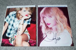 Taylor Swift Hand Signed 8 1/2 X 11 Color Photos (2 Photos) /
