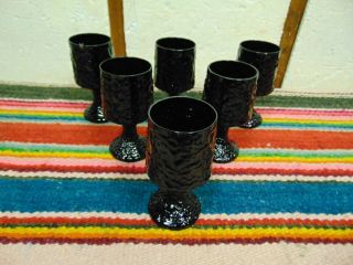 Set Of 6 Lenox Hand Blown Crystal Impromptu Black Wine Goblets Footed Stemware