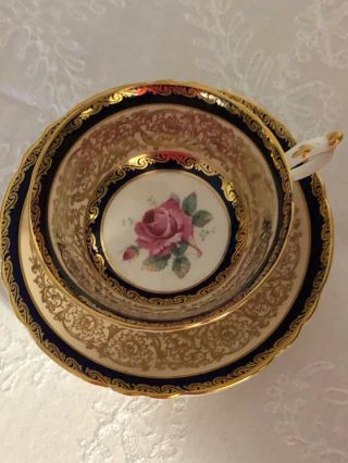 Cobalt Blue Gold Paragon Double Warrant Cup and Saucer Pink Rose 2